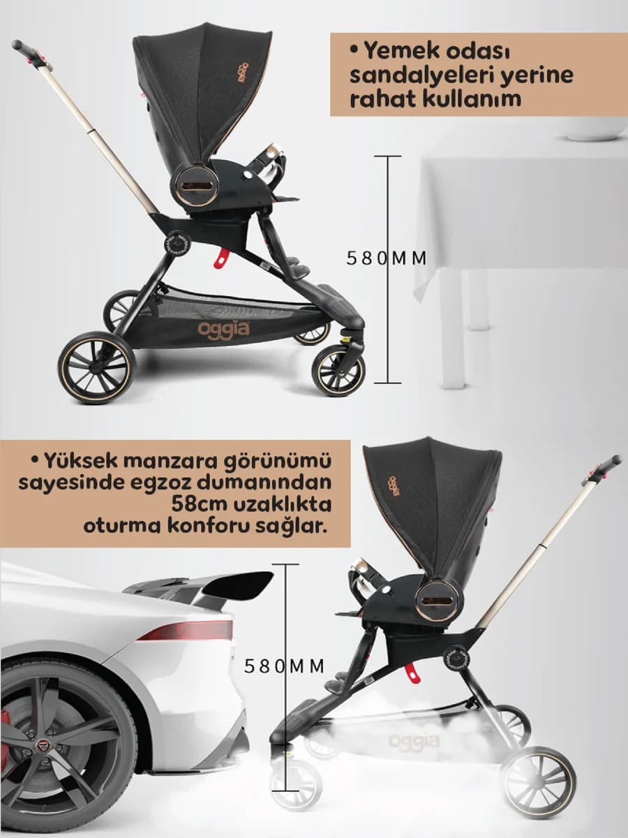 V9 Premium Bebek Arabası – Siyah — görsel 8