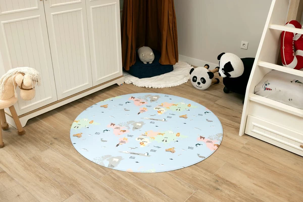 World Map Yuvarlak Premium Oyun Matı